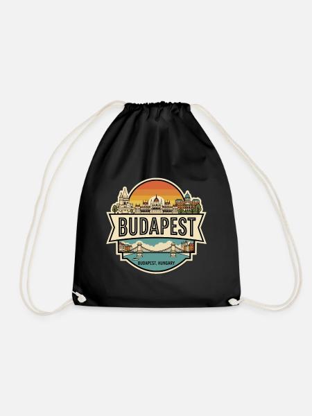 Budapest Ungarn Vintage Skyline Reiseabzeichen - Turnbeutel - Schwarz