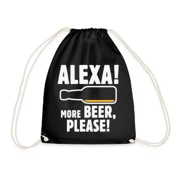 Alexa! Mehr Bier, bitte! (Lustiger Trinker / NEG 2C) - Turnbeutel - Schwarz - Vorne