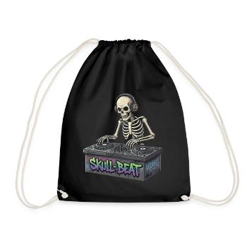 Skelettartiger DJ Skull Beat - Turnbeutel - Schwarz - Vorne