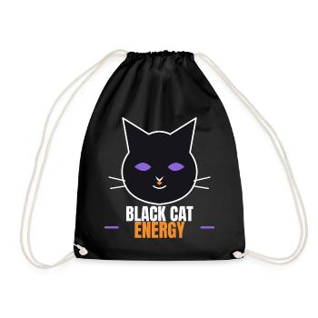 Black Cat Energy Funny Halloween Cat - Turnbeutel - Schwarz - Vorne