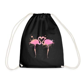 Flamingo Heart - Drawstring Bag - black - Front