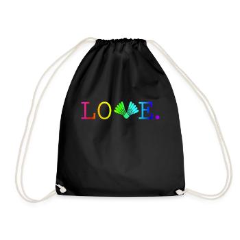 Badminton Love quode colors T-Shirt - Drawstring Bag - black - Front