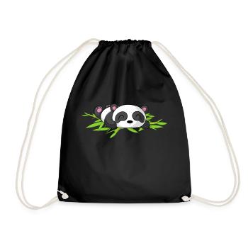 Schlafender Comic Panda - Turnbeutel - Schwarz - Vorne
