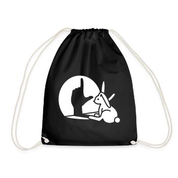 Kaninchen Schatten Hand Loser Misfit Hand Gebärdensprache - Turnbeutel - Schwarz - Vorne