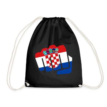 Kroatien Hrvatska Faust Boxen Boxer Flagge Fahne - Turnbeutel - Schwarz - Vorne