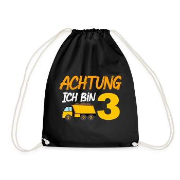 Ich bin 3 Lader LKW 3. Geburtstag 3 Jahre - Turnbeutel - Schwarz - Vorne