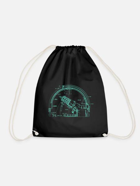 Astronomie Old School Teleskop Illustration - Turnbeutel - Schwarz