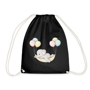 mignon bébé éléphant dans un hamac - Sac de sport léger - noir - Devant