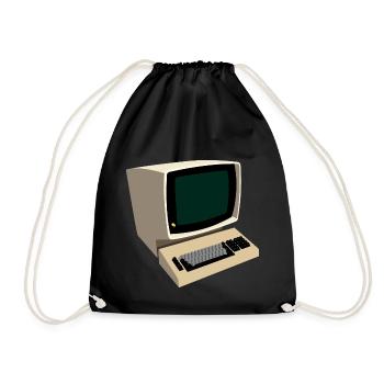 1970's Retro Terminal Computer - Drawstring Bag - black - Front