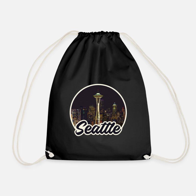 Seattle Skyline Nacht-Logo Space Needle - Turnbeutel - Schwarz