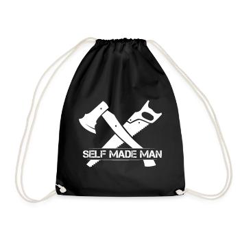 selfmade man Symbol Axt Säge Werkzeug Icon Logo - Turnbeutel - Schwarz - Vorne
