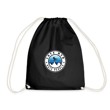 Love MTB hate people - Drawstring Bag - black - Front