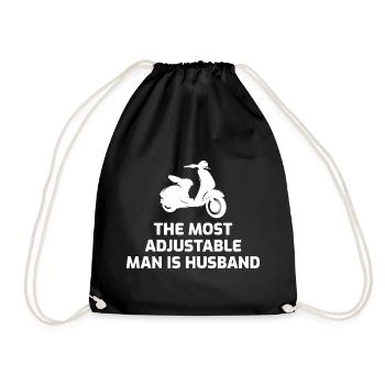 Scooter Rider Scootering Motorcycle Husband Wife - Drawstring Bag - black - Front