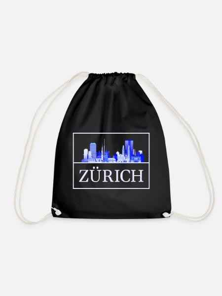 Zürich Skyline Blau Silhouette - Turnbeutel - Schwarz