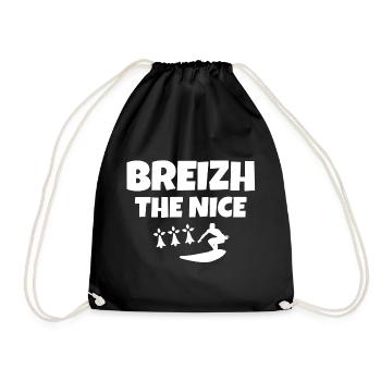 Brittany, Celtic, Breizh, surf, surf fan - Drawstring Bag - black - Front