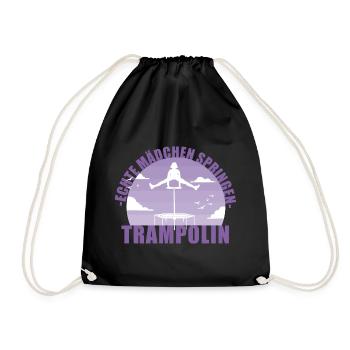 Echte Mädchen springen Trampolin Geschenk - Turnbeutel - Schwarz - Vorne