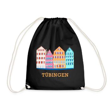 Tübingen, Vue du Neckar, dessin, Allemagne - Sac de sport léger - noir - Devant