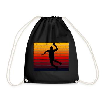 Handballspieler Retro Vintage 80er Jahre Stil Handballer - Turnbeutel - Schwarz - Vorne