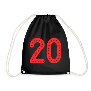 20. 20 JAHRE. 20-JÄHRIGES JUBILÄUM. 20-JÄHRIGES JUBILÄUM. - Turnbeutel - Schwarz - Vorne