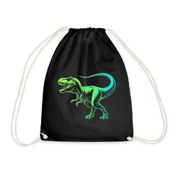 Dinosaur Tyrannosaurus Rex, Blue Green T-Rex - Drawstring Bag - black - Front