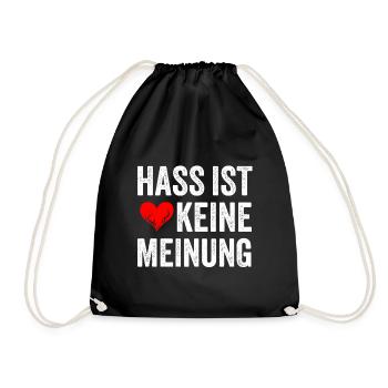 Hass ist keine Meinung - Turnbeutel - Schwarz - Vorne