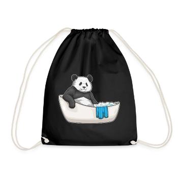Panda Baden Badewanne - Turnbeutel - Schwarz - Vorne