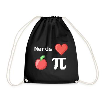 nerds love apple pi pie sprüche math pixel - Turnbeutel - Schwarz - Vorne