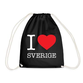 I LOVE SVERIGE Sweden Schweden - Turnbeutel - Schwarz - Vorne