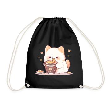 Spaghetti-Katzen - Katze hat Spaß mit der Vergangenheit - Turnbeutel - Schwarz - Vorne