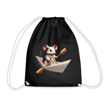 Souris aventureuse dans un bateau en papier - Sac de sport léger - noir - Devant