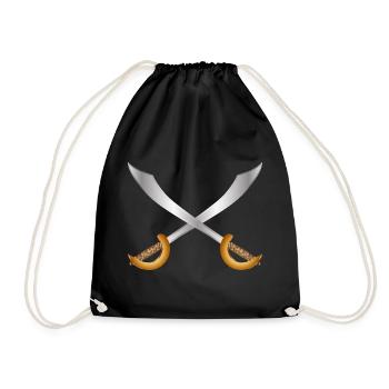 Crossed Pirate Sabres – Classic Adventure Theme - Drawstring Bag - black - Front