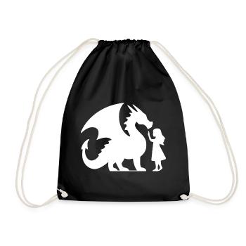Conception de silhouette de dragon et de fille mythique - Sac de sport léger - noir - Devant
