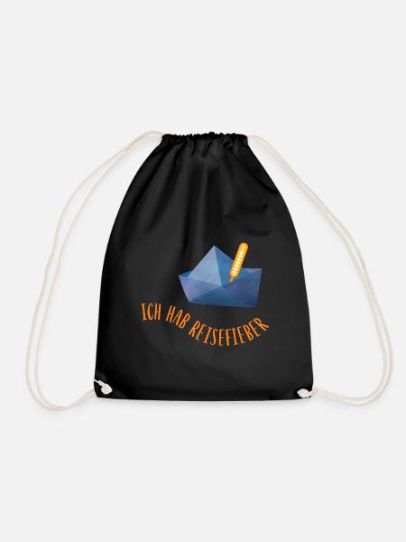 Travel Fever Paper Boat Holiday Cool Sayings Sea - Drawstring Bag - black