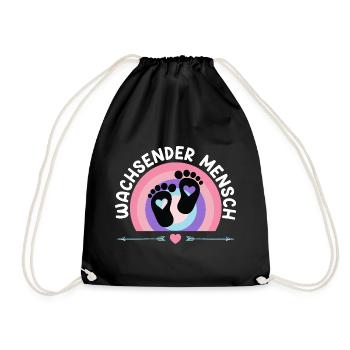 Expectant mother GROWING HUMAN Funny - Drawstring Bag - black - Front