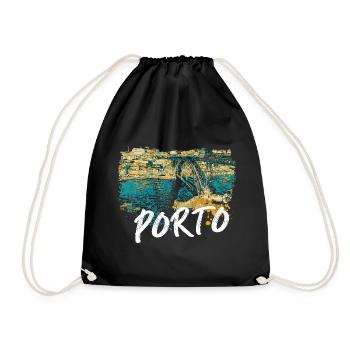 D. Luis Porto Brücke Bunte Douro Illustration - Turnbeutel - Schwarz - Vorne