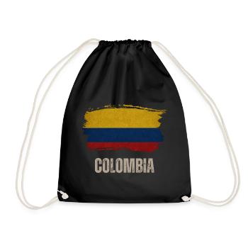 Vintage Colombia, Colombia flag - Drawstring Bag - black - Front