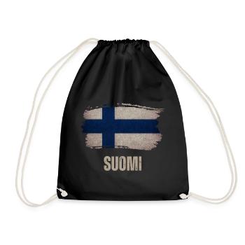 Drapeau grunge de la Finlande, vintage Finlande - Sac de sport léger - noir - Devant