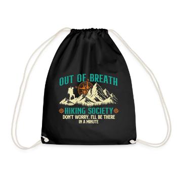 Out Of Breath Hiking Society Lustiger Outdoor Trekker - Turnbeutel - Schwarz - Vorne