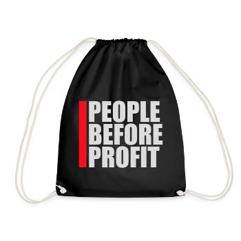 People Before Profit Aktivismus Gerechtigkeit Logo - Turnbeutel - Schwarz - Vorne