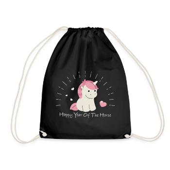 Cute Pastel Horse Year of the Horse - Drawstring Bag - black - Front