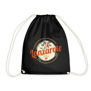 Lanzarote Canary Islands Spain Vintage Souvenir - Drawstring Bag - black - Front