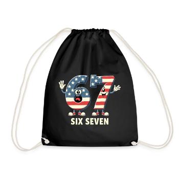 US Flag 67 Memes Six Seven - Drawstring Bag - black - Front