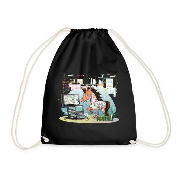 Digital Graffiti Pony - Drawstring Bag - black - Front