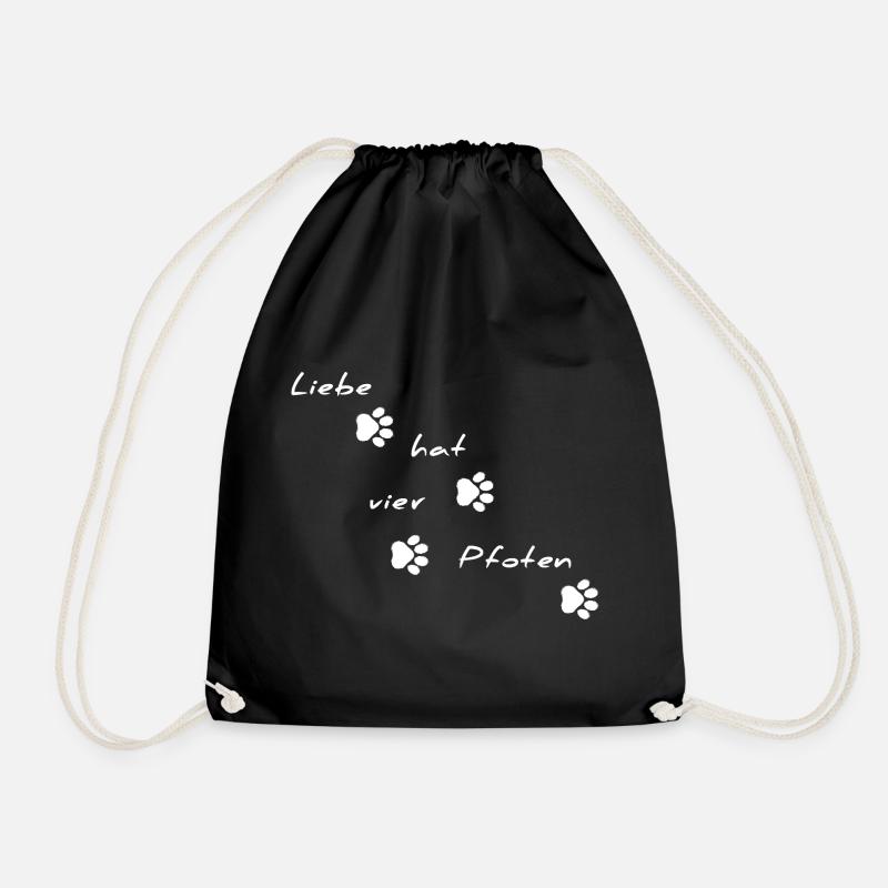 Love Has Four Paws Font Motif - Drawstring Bag - black
