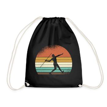 Retro Sonnenuntergang Skisport Silhouette - Turnbeutel - Schwarz - Vorne