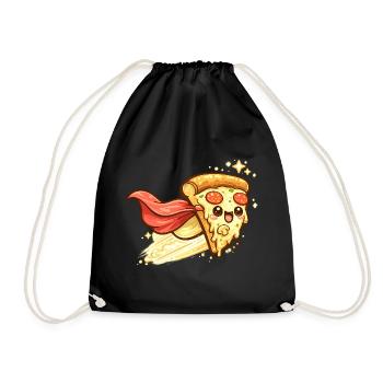 Pizzaheld mit Cape - Turnbeutel - Schwarz - Vorne