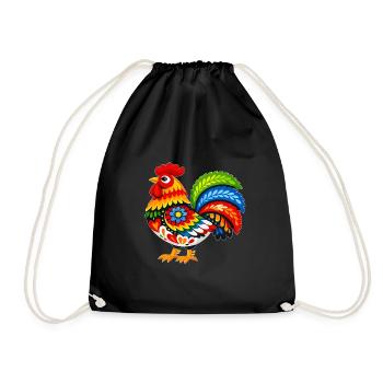 Colorful Kugut in Folk Style - Drawstring Bag - black - Front
