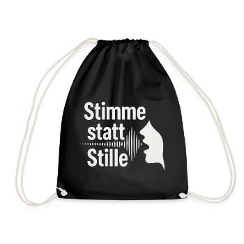 Stimme statt Stille Meinungsfreiheit Spruch - Turnbeutel - Schwarz - Vorne