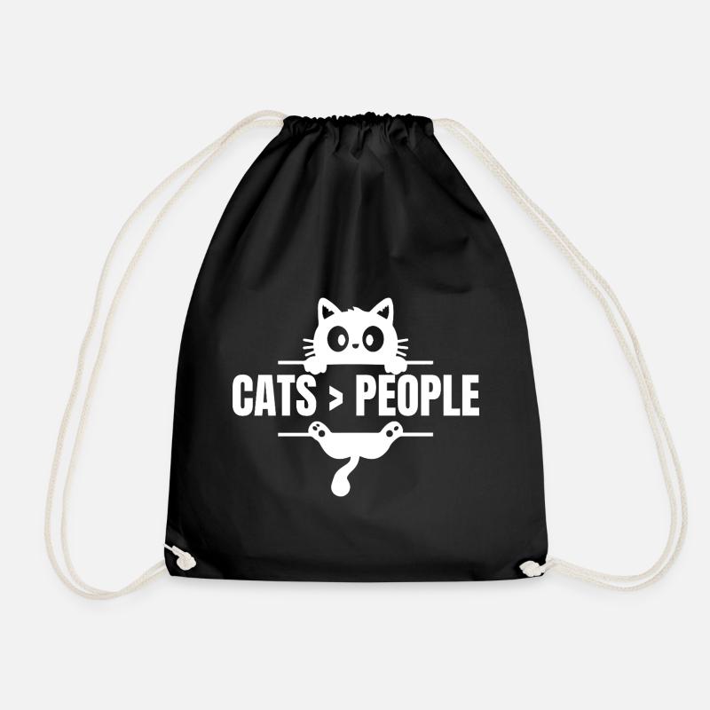 Katzen > Menschen - Turnbeutel - Schwarz