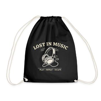 Lost In Music – Vintage Headphones Design - Drawstring Bag - black - Front